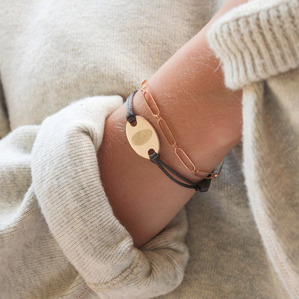 Vingerafdruk Oval Armband - Verguld - Ovaal