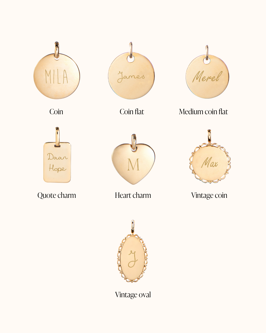 Personalized Single Charms with Name - Gold plated