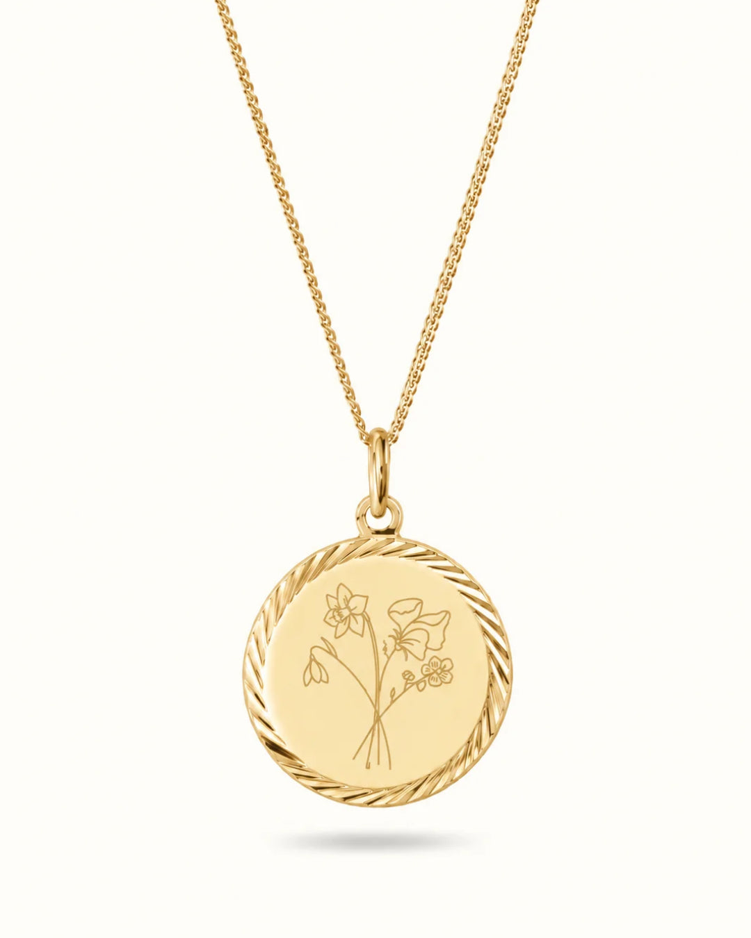 Geboortebloem Boeket Classic Coin Ketting - Verguld