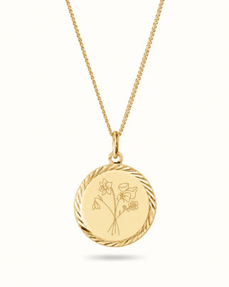 Geboortebloem Boeket Classic Coin Ketting - Verguld