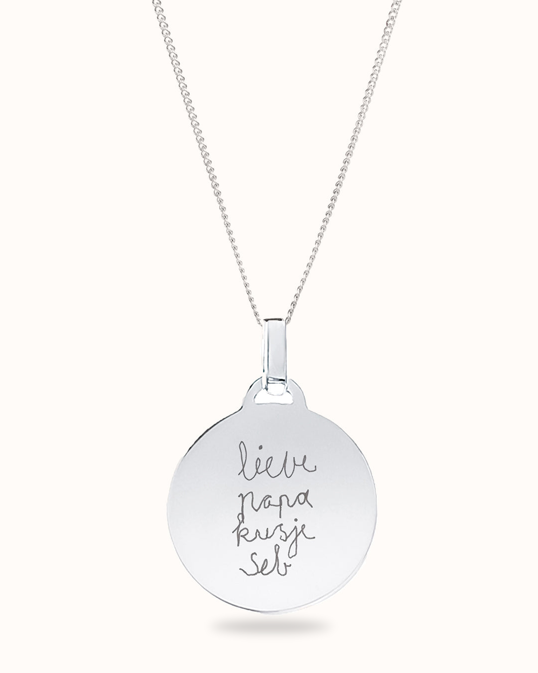 Men Coin Illustration Necklace - Silver