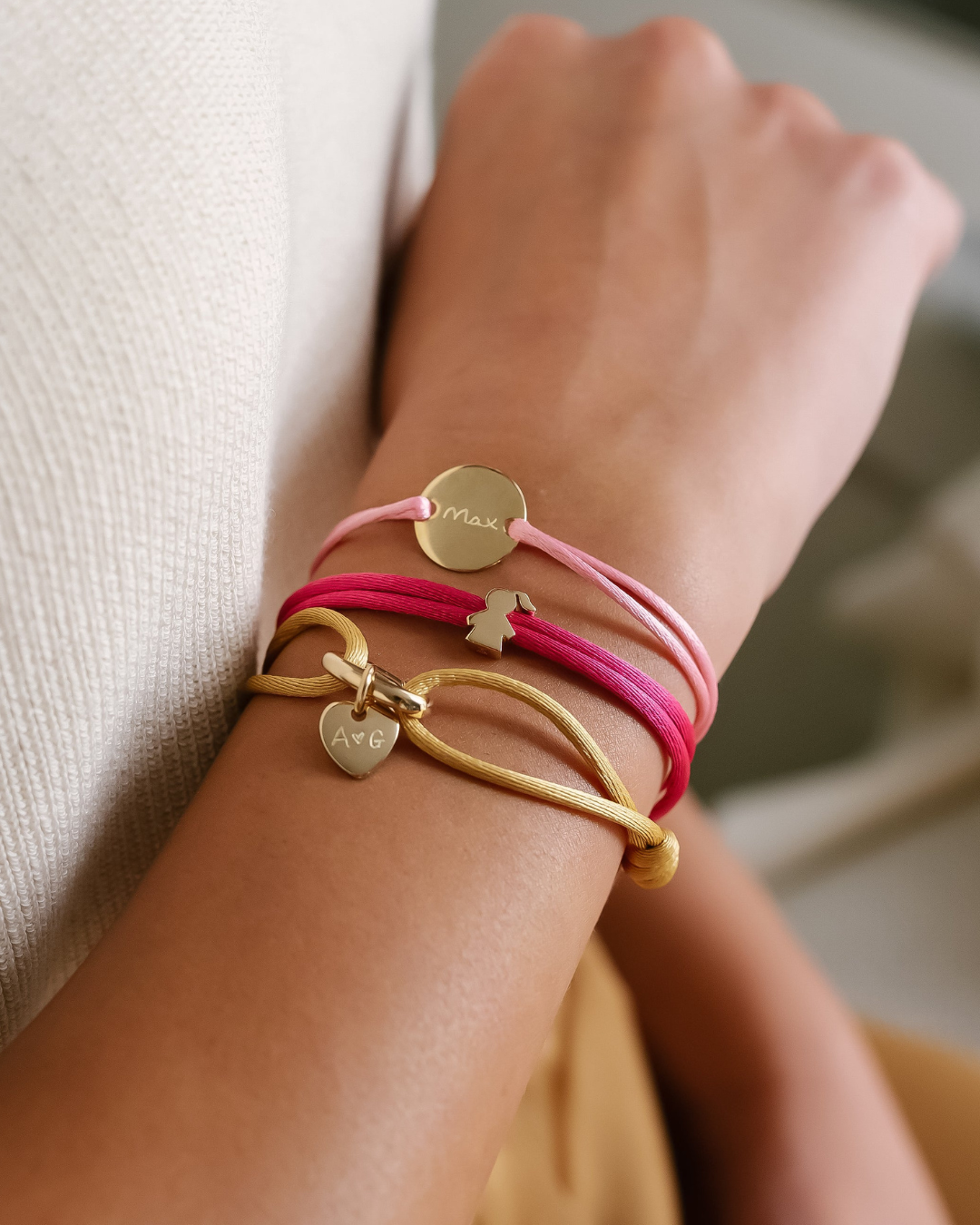 Herknopen Proud Mom Armband - 18k Rosé Verguld