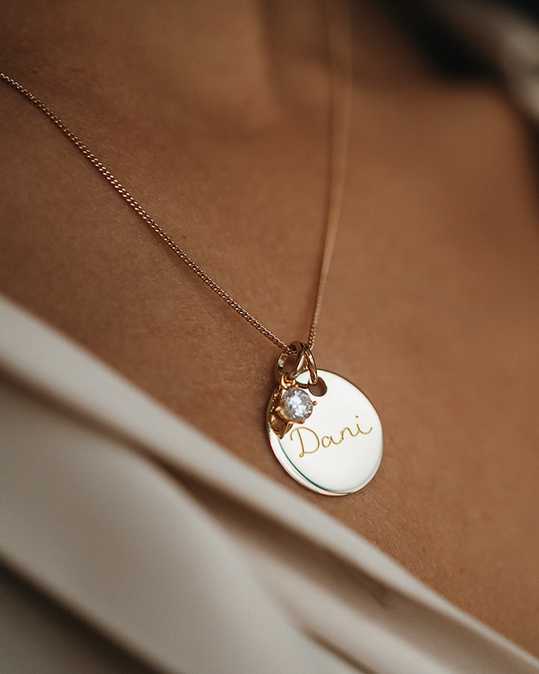 Birthstone Coin Ketting - 18k Verguld