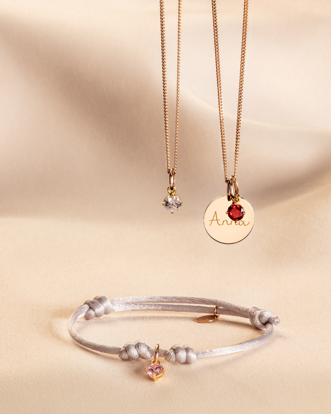 Birthstone Charm Ketting - 18k Verguld - Geboortesteen