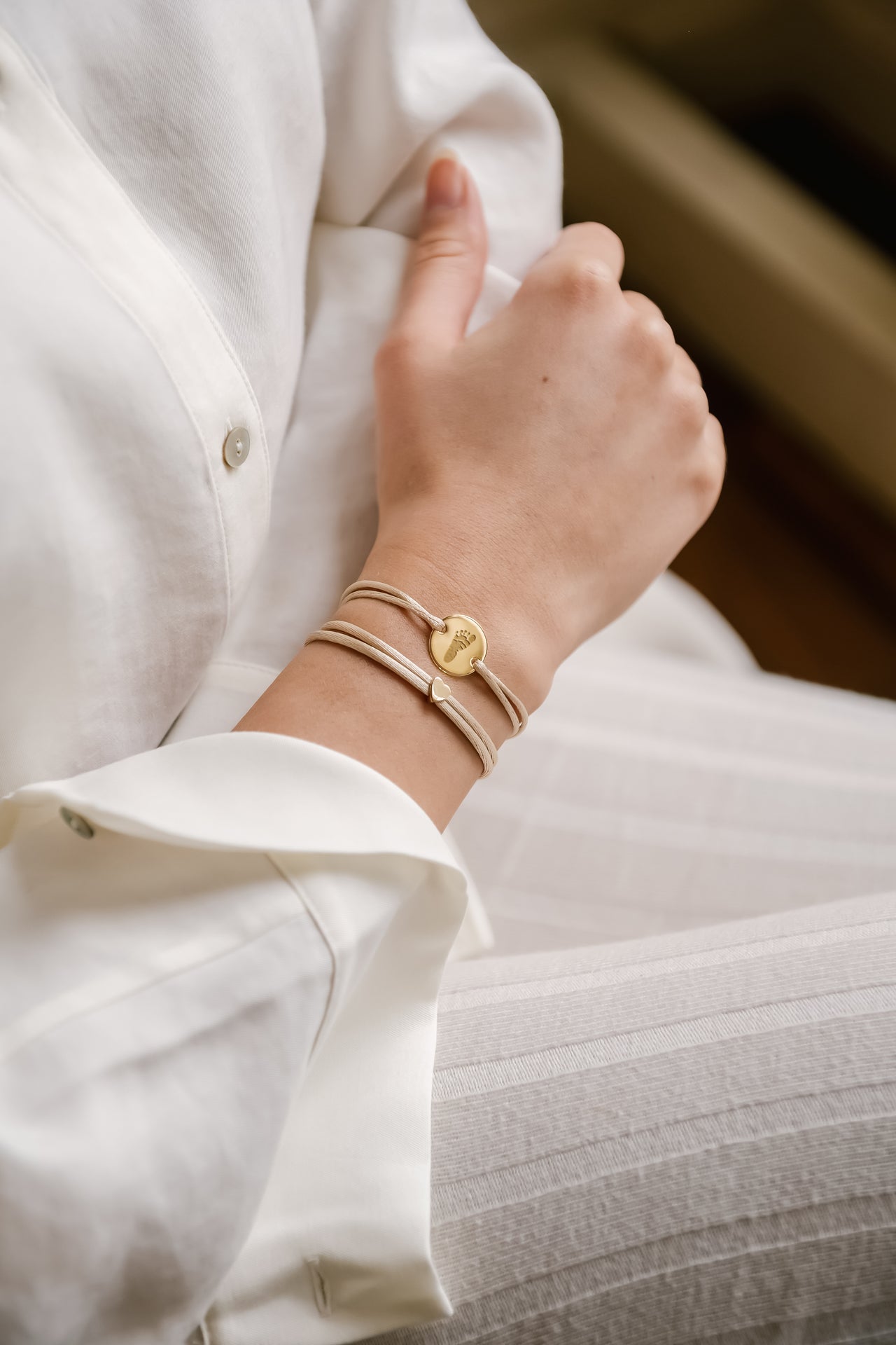 Hand and Footprint Round Bracelet - Rose plated