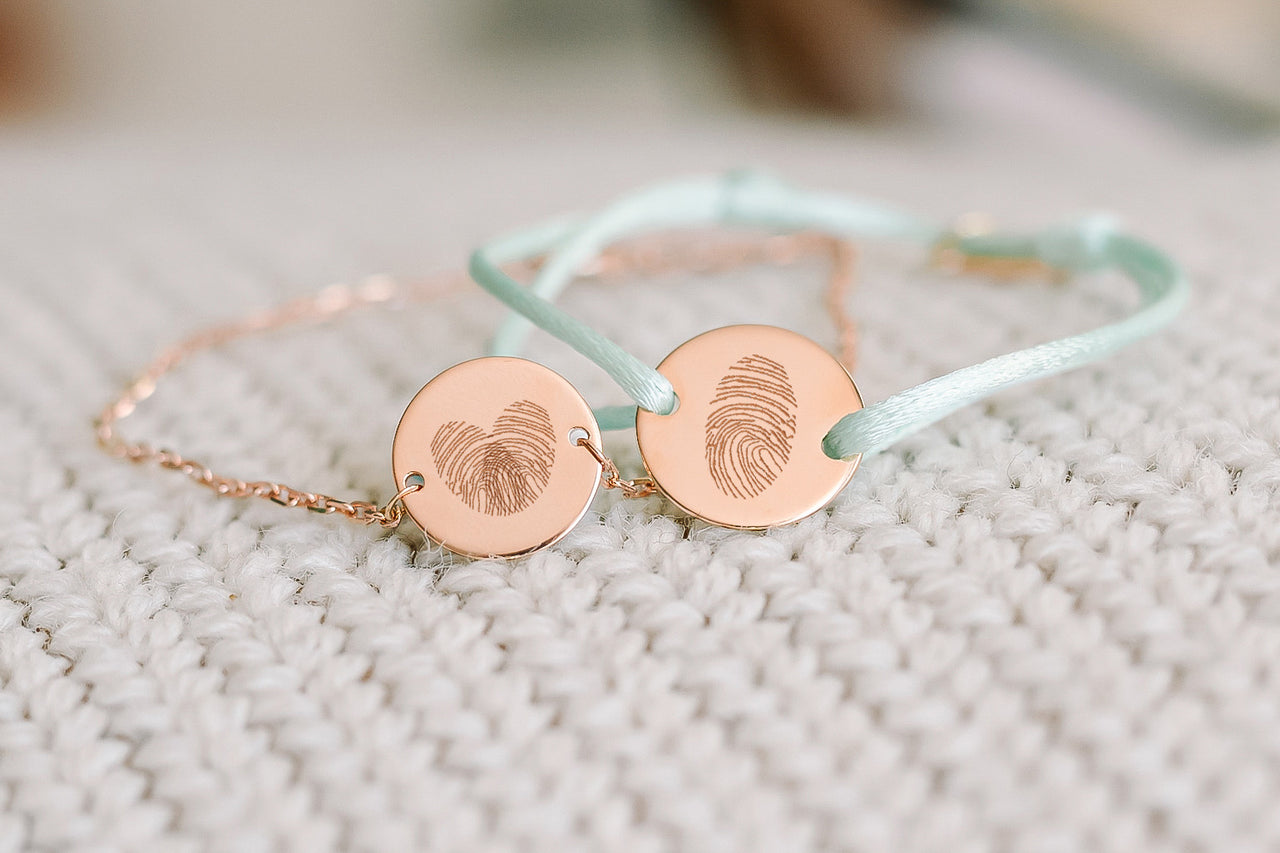 Fingerprint round Bracelet - Rose plated