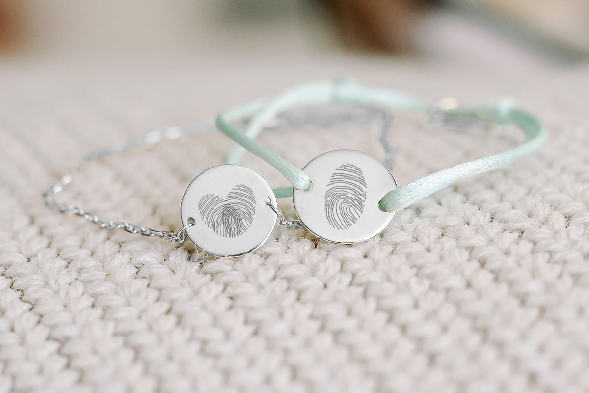 Fingerprint Round Bracelet - Silver