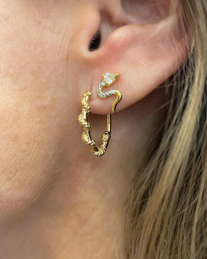 Boucles d'oreilles Serpent - Plaque or 18 carats