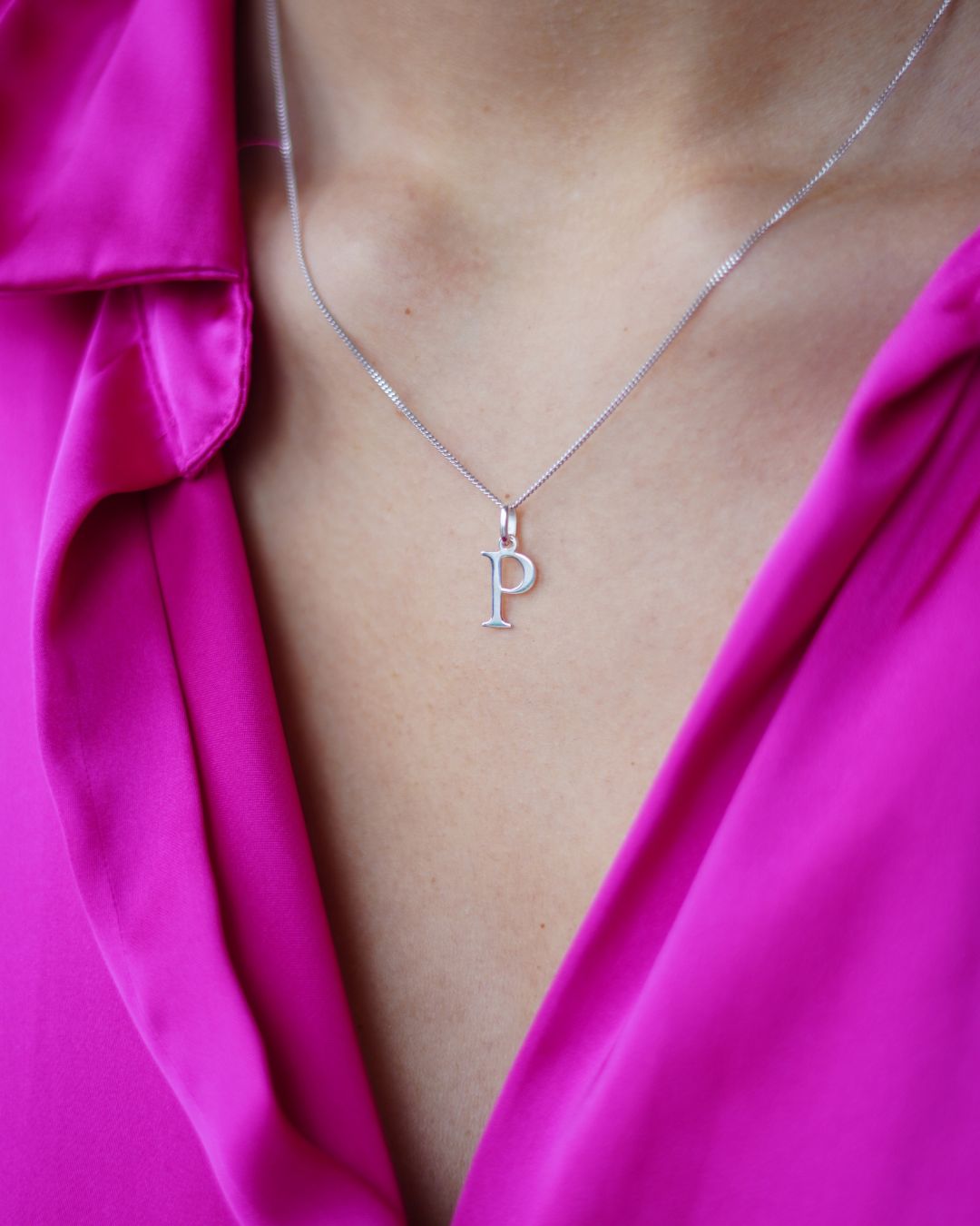 Alphabet Letter Necklace - Silver