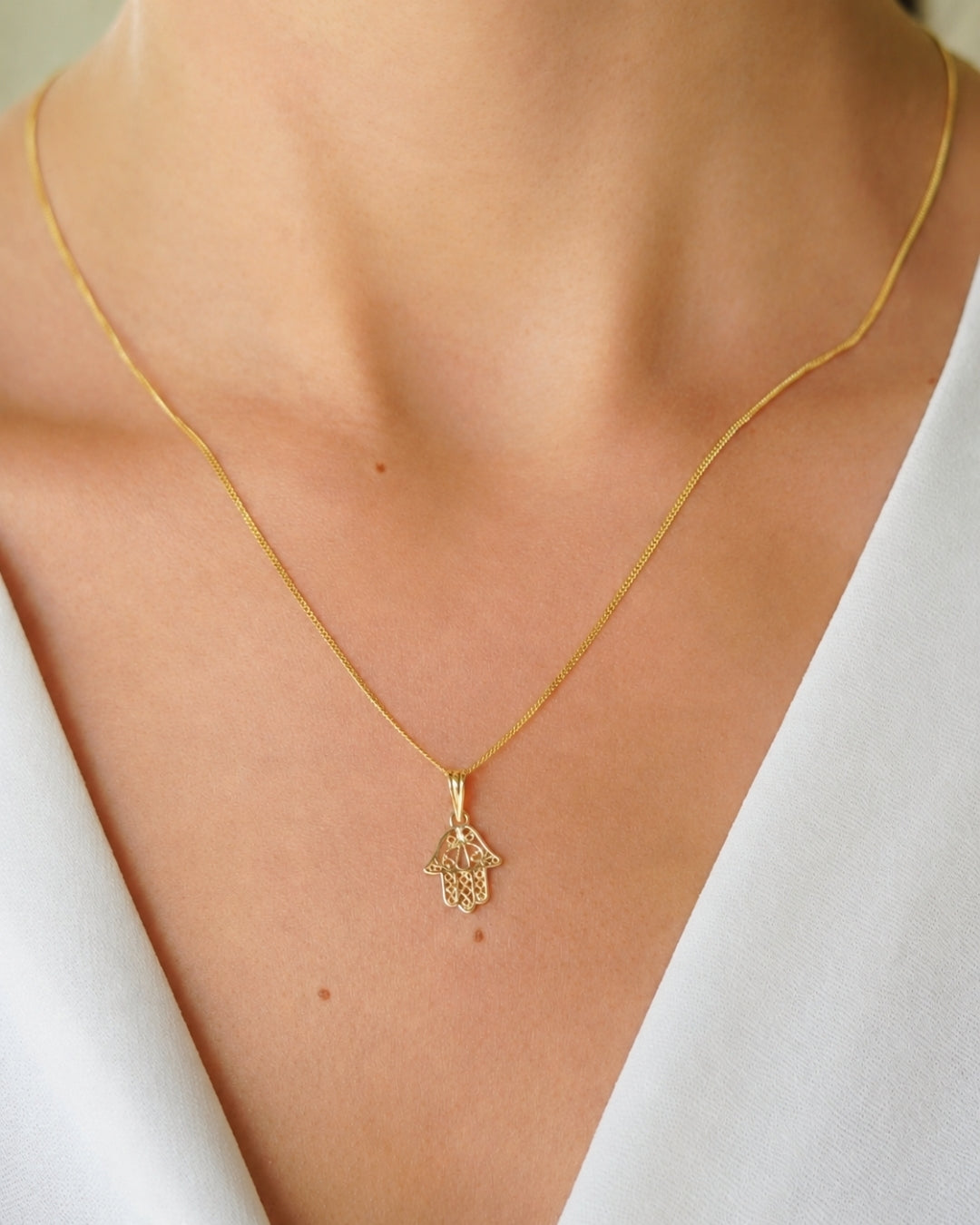 14k Hamsa Handketting - Hand van fatima