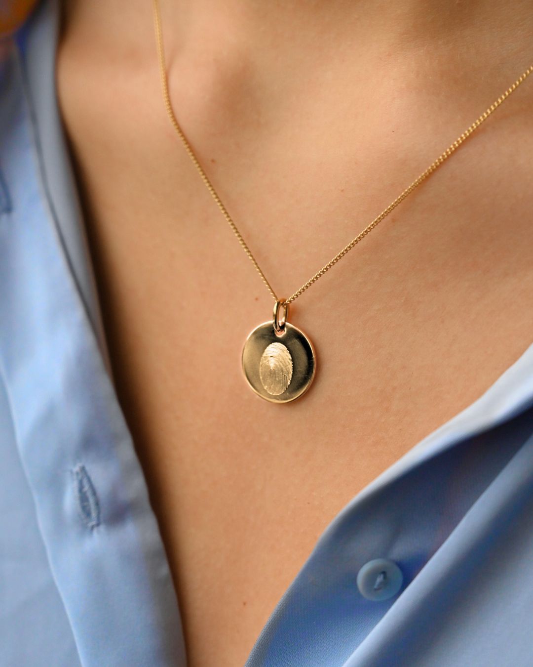 Fingerabdruck Coin Kette - Vergoldet