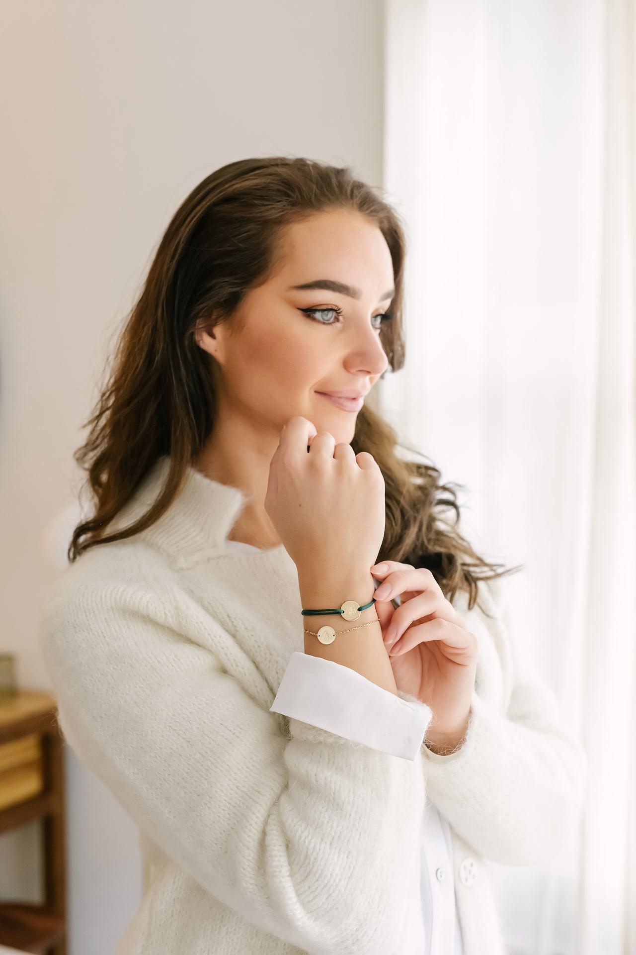 Single Birth Flower Round Armband - 18k Rosé Verguld