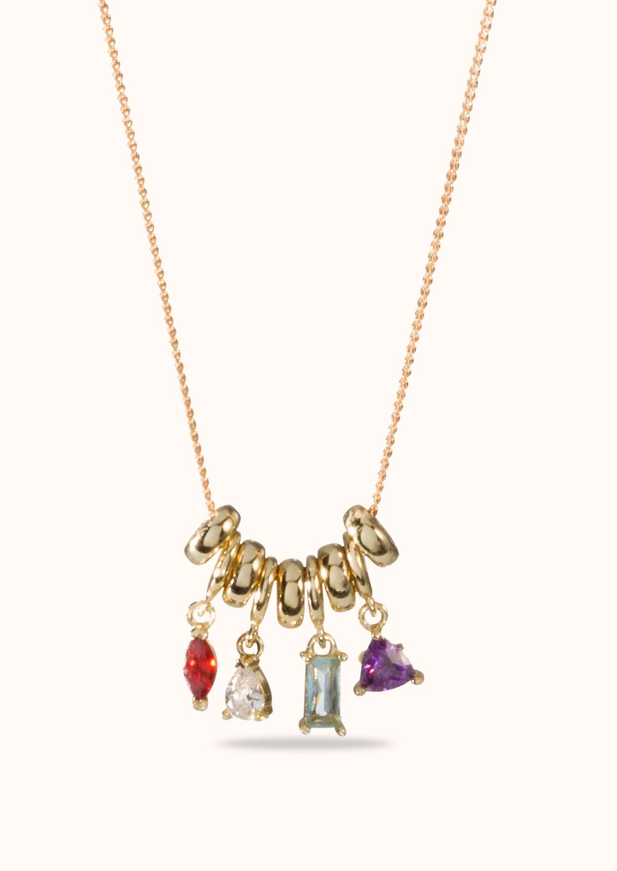 Sliding Birthstone Charm Necklace - Gold plated