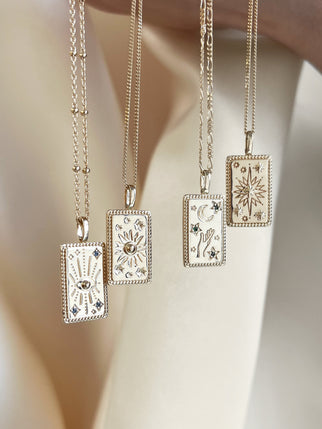 Collier Carte de Tarot - Plaque Or