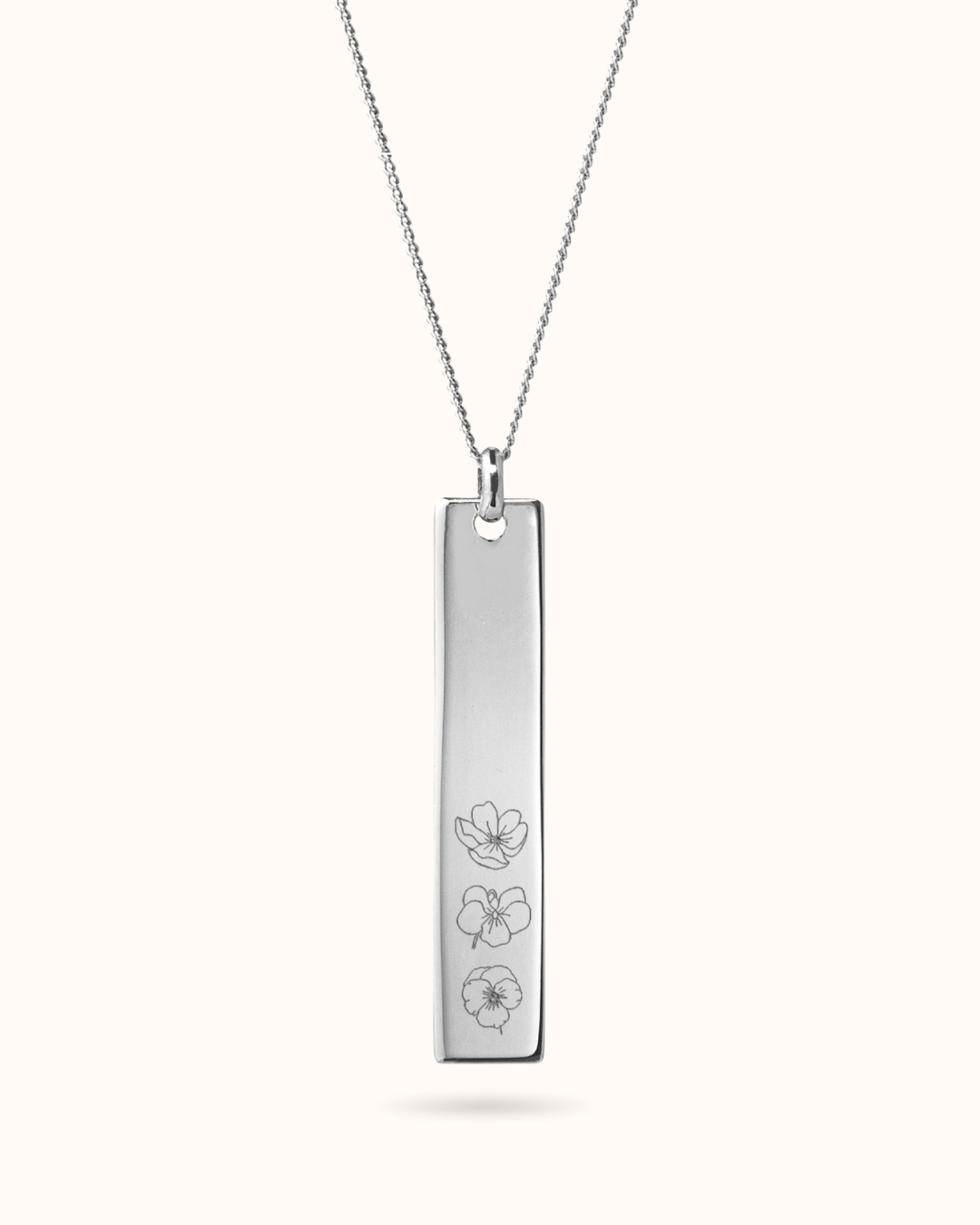Vertical Bar Birth Flower Ketting - Sterling Zilver 925