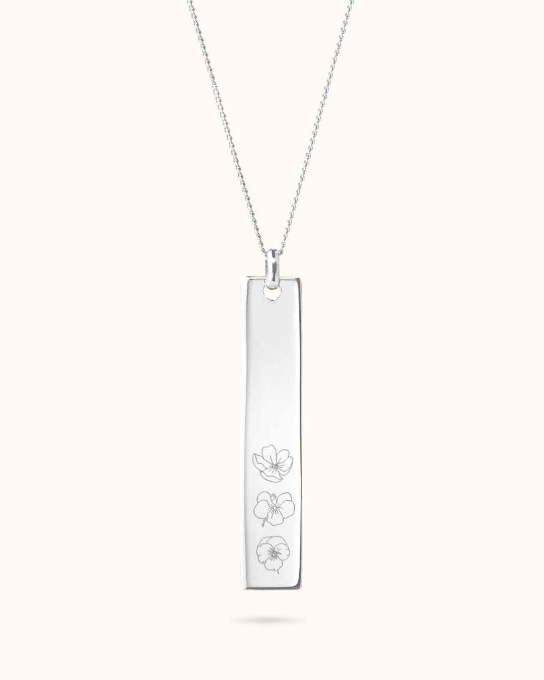 Geburtsblume Vertikal Bar Kette – Silber