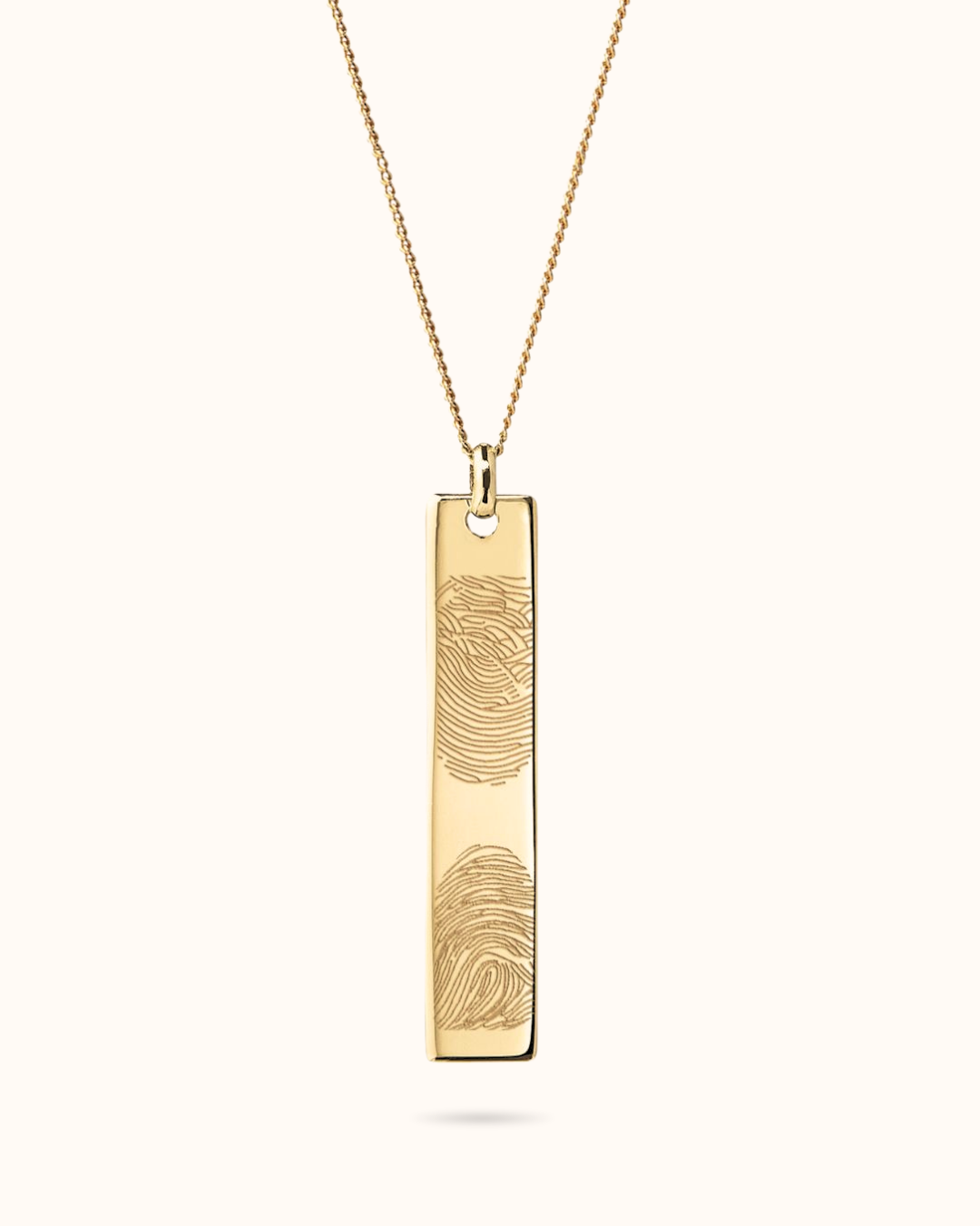 Collier Bar Verticale Empreinte Digitale - Plaque or 18 carats