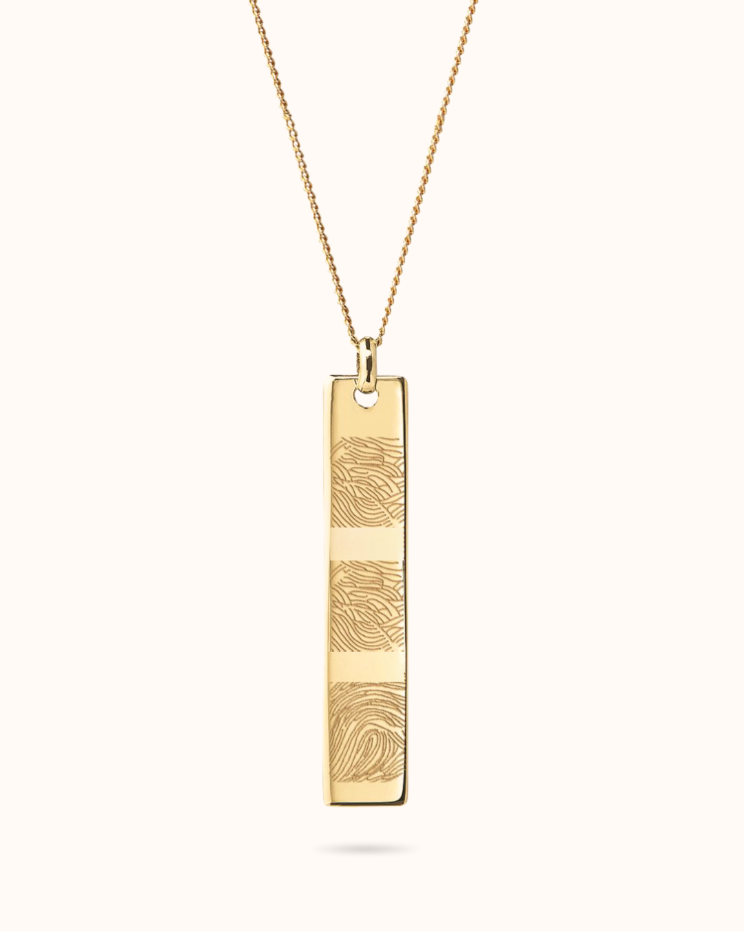 Collier Bar Verticale Empreinte Digitale - Plaque or 18 carats