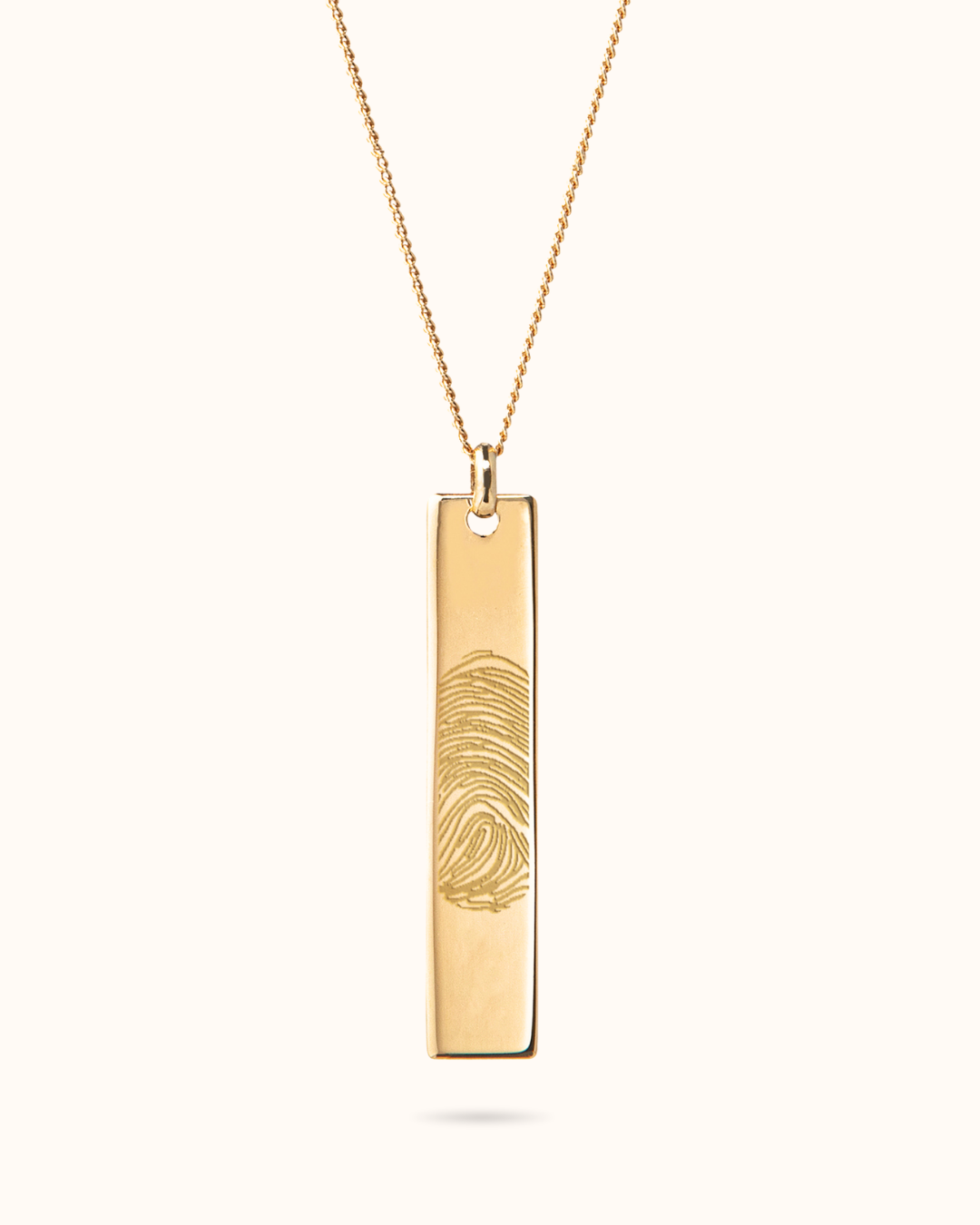 Vingerafdruk Vertical Bar Ketting - 18k Verguld