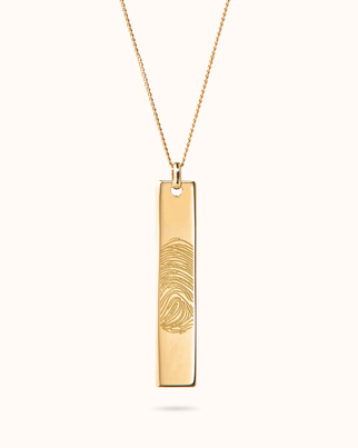 Collier Bar Verticale Empreinte Digitale - Plaque or 18 carats