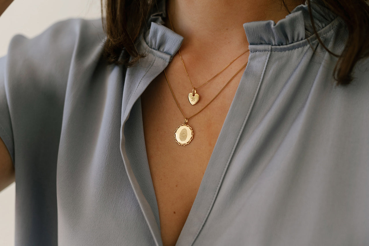 Fingerprint Vintage Coin Necklace - Gold plated