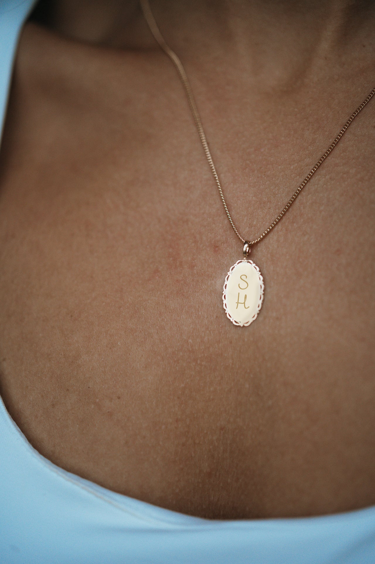 Vintage Oval Ketting - 18k Verguld