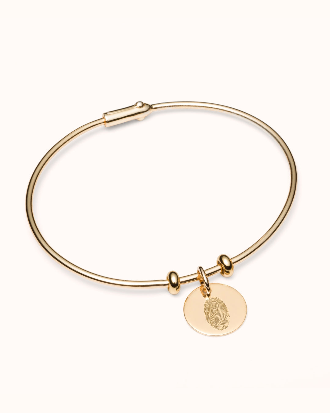 Bracelet jonc à breloques empreintes digitales - Plaqué or 18 carats