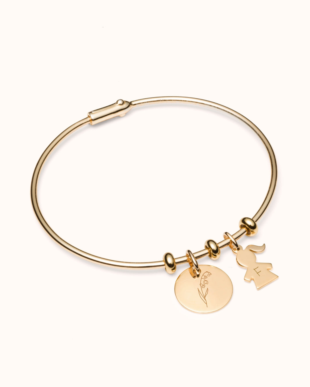 Geburtsblume Charm Armreif - Vergoldet