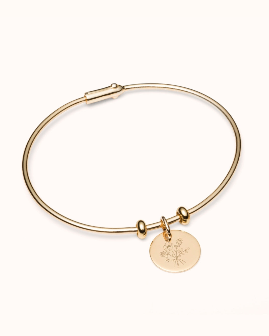 Geburtsblume Charm Armreif - Vergoldet