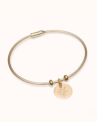 Geburtsblume Charm Armreif - Vergoldet