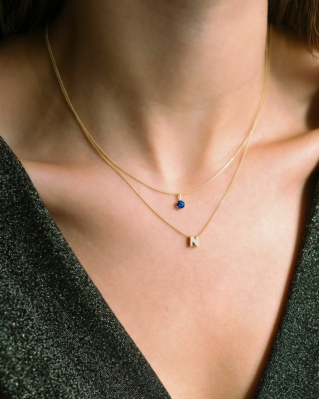 14k Birthstone Ketting - 14k Solid Gold