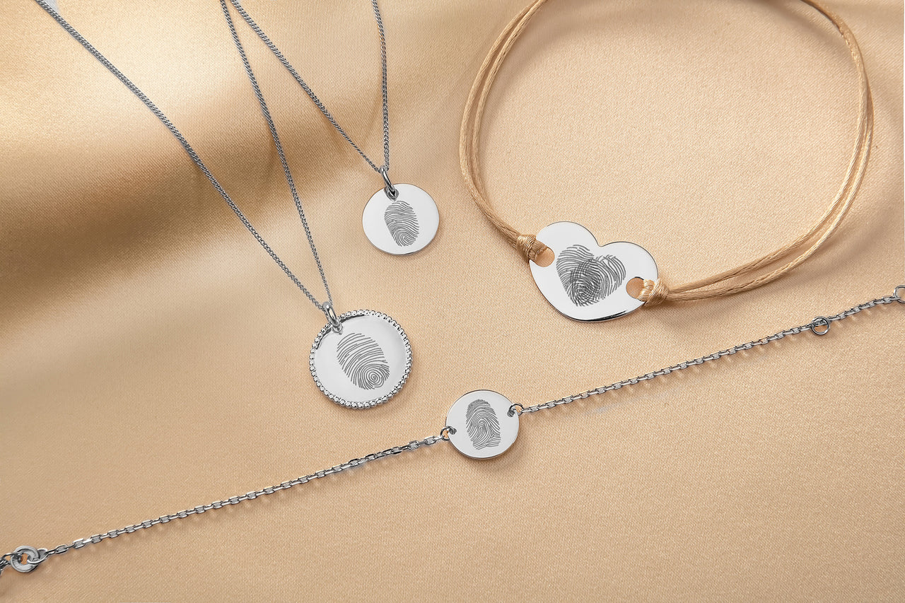 Fingerprint Coin Necklace - Silver