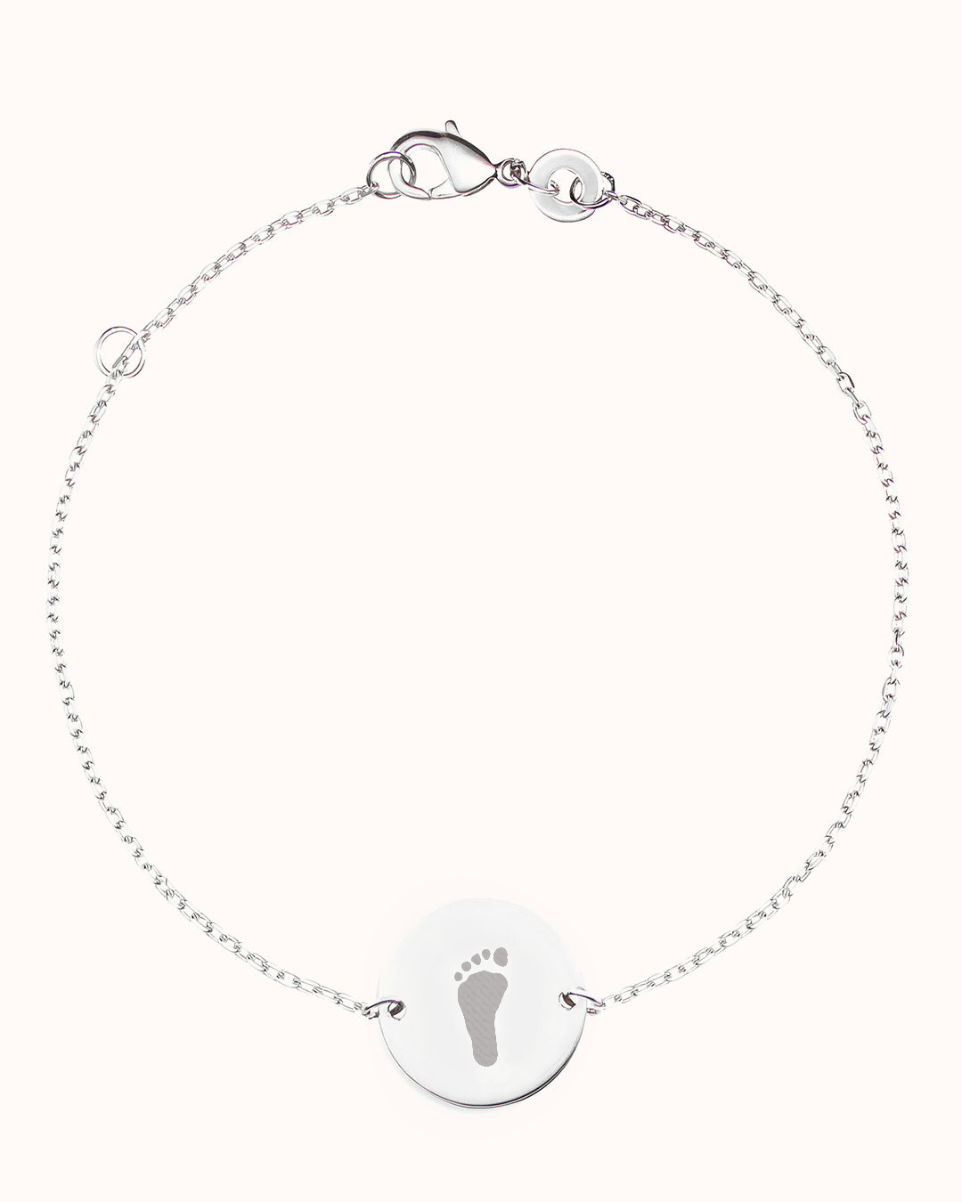 Bracelet Pendentif Rond Empreinte de Main et de Pied - Argent