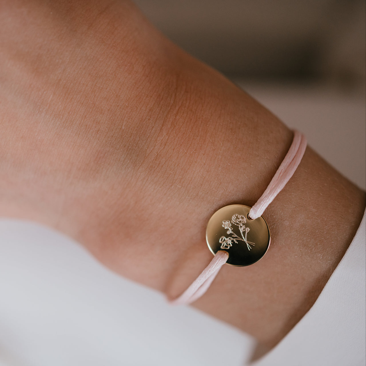 Round Geboortebloem Boeket Armband - Verguld - Gepersonaliseerde Armband