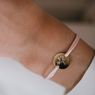 Round Geboortebloem Boeket Armband - Verguld - Gepersonaliseerde Armband