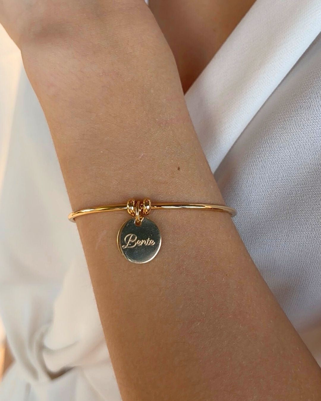 Personalised Charm for Charm Bangle – Gold Plated – Coin
