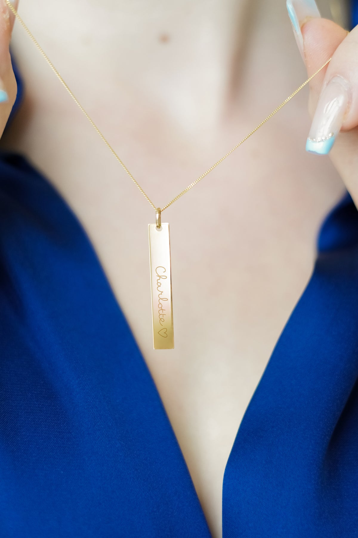 14k Vertical Bar Necklace - 14k gold