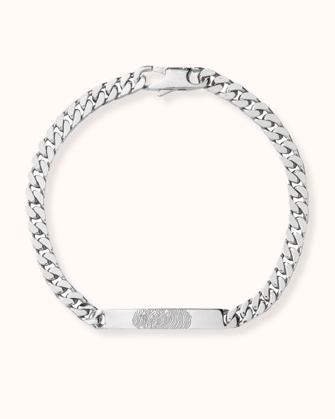 Bracelet Chaîne Bar Empreintes Digitales - Argent