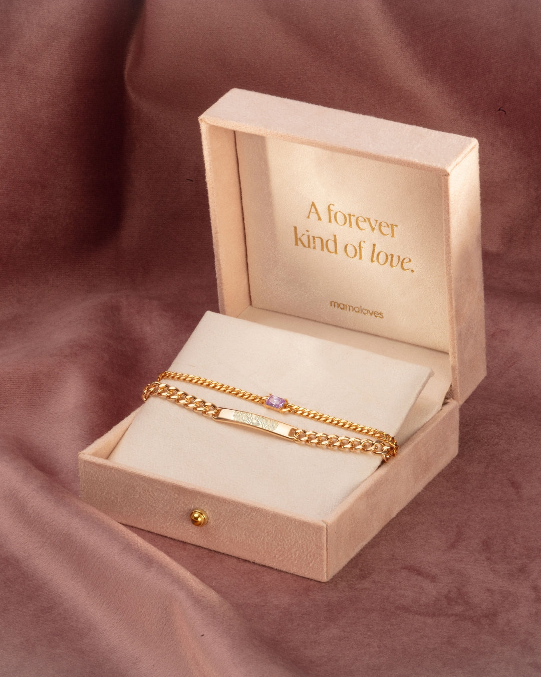 Fingerprint Bar Chain Bracelet - Gold plated