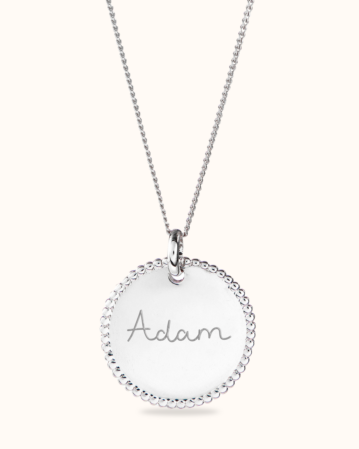 Beaded Coin Necklace - Silver