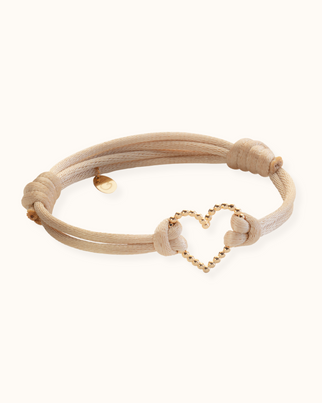 Beaded Open Heart Bracelet - Gold plated