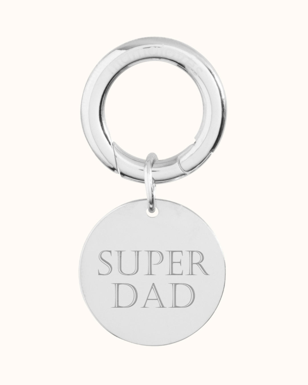 SUPER DAD Sleutelhanger - RVS Zilver