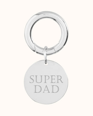 SUPER DAD Sleutelhanger - RVS Zilver