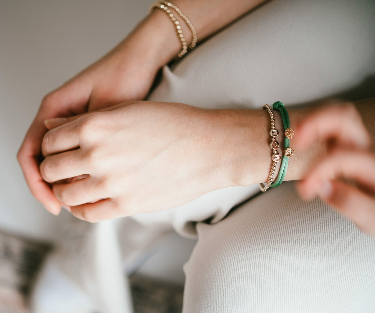 Initial Beads Beaded Armband - 18k Verguld