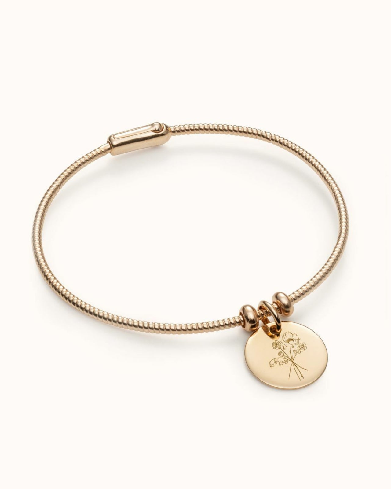 Birth Flower Bouquet Charm Bangle - 18k Verguld