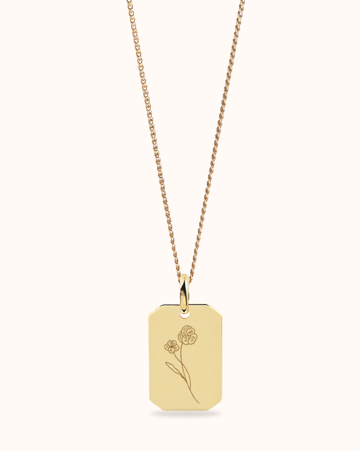 14k Birth Flower Bouquet Tag Necklace - 14k gold