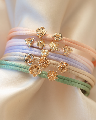 Birth Flower Beads Bracelet - Gold plated