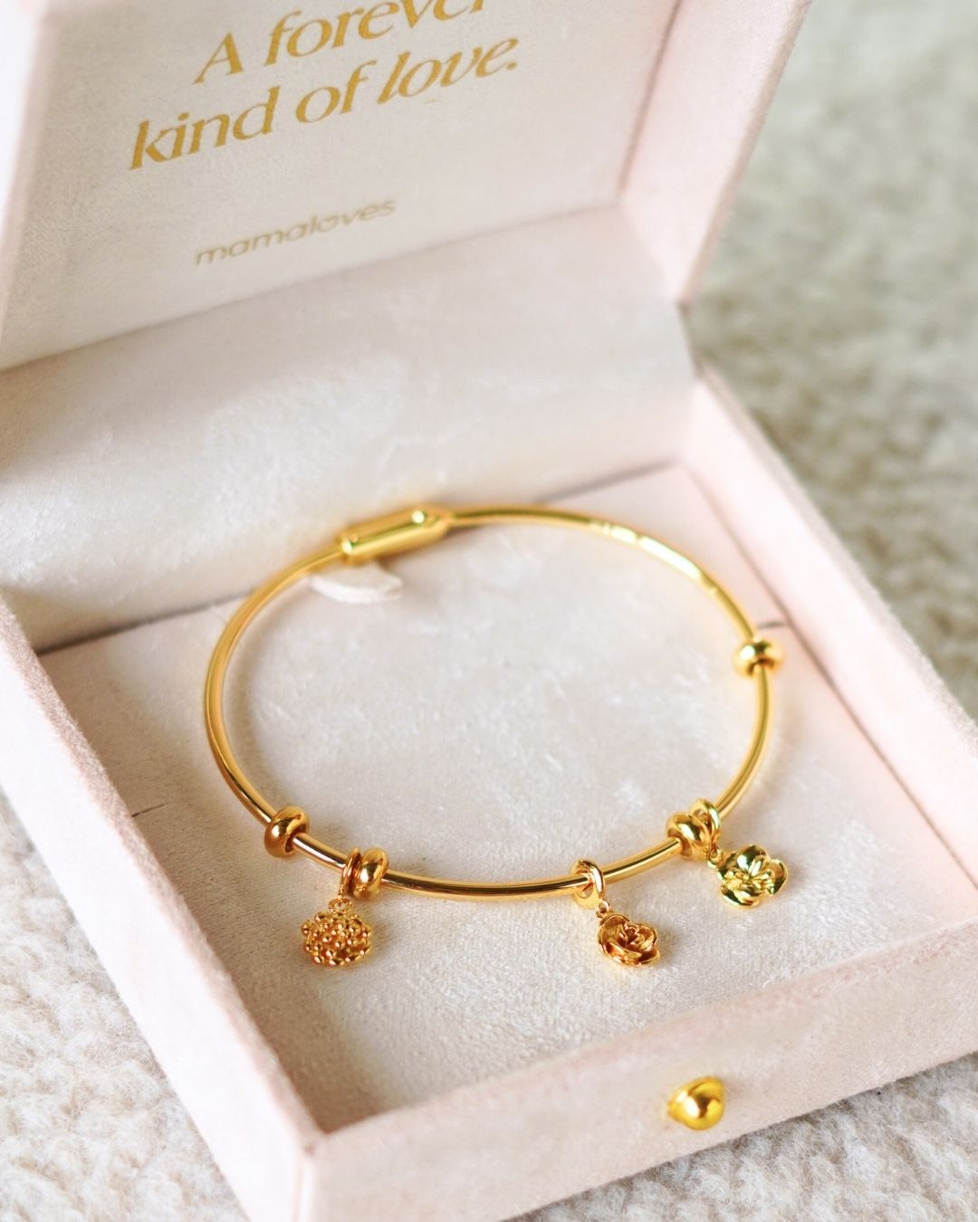 Bracelet Charme Fleur de Naissance - Plaque or - Fleur de Naissance