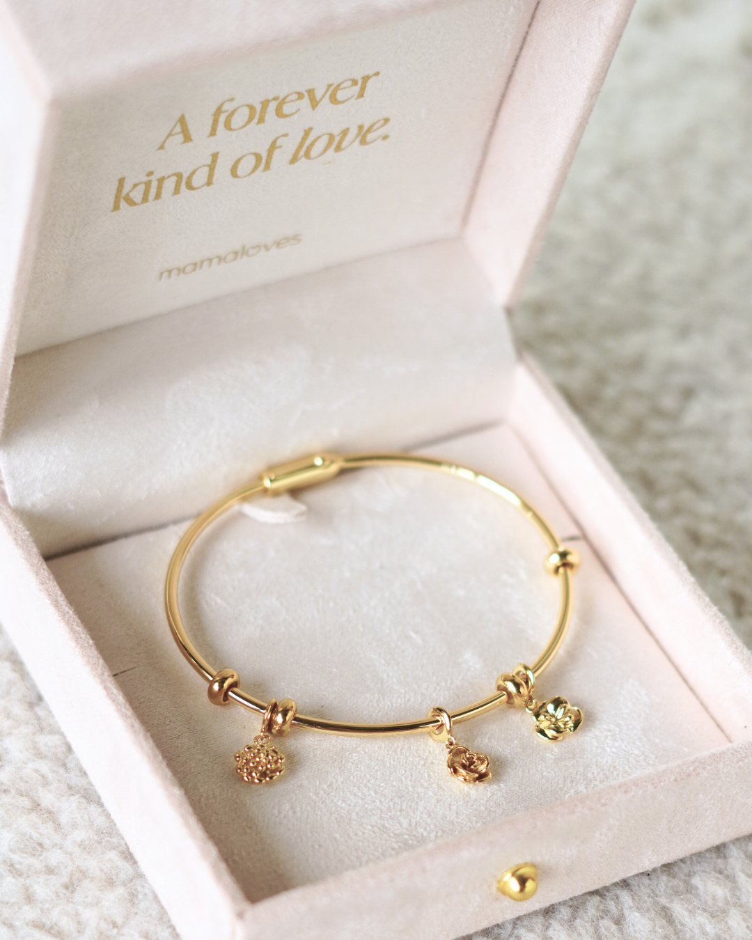 Bracelet Charme Fleur de Naissance - Plaque or - Fleur de Naissance