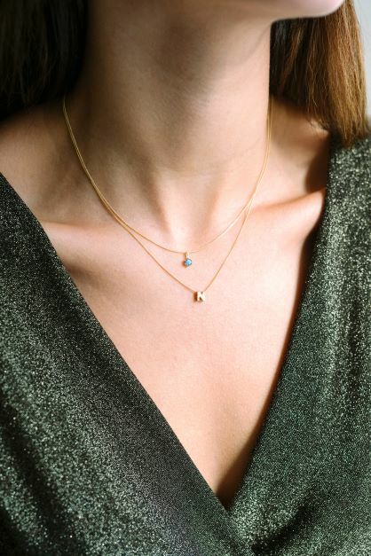 14k Birthstone Ketting - 14k Solid Gold